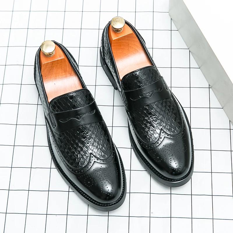 

Новые мужские мокасины из искусственной кожи с резным узором на низком каблуке, профессиональные классические деловые мужские туфли, большие размеры 38-48 48 чёрный