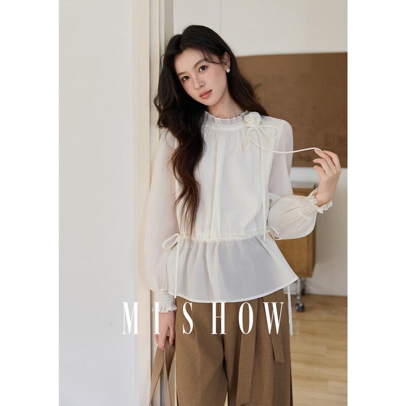 M.SHOW Women s French Vintage Ruffle Puff Sleeve Blouse M