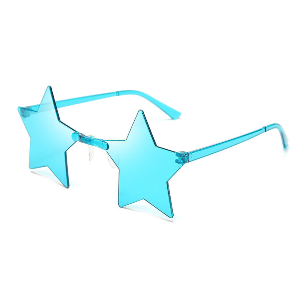 1Pc Frameless Star Shaped Solid Color Glasses For Cosplay Eyewear Cool Disco Glasses For Women Men Fashion Pentagram Sunglasses
