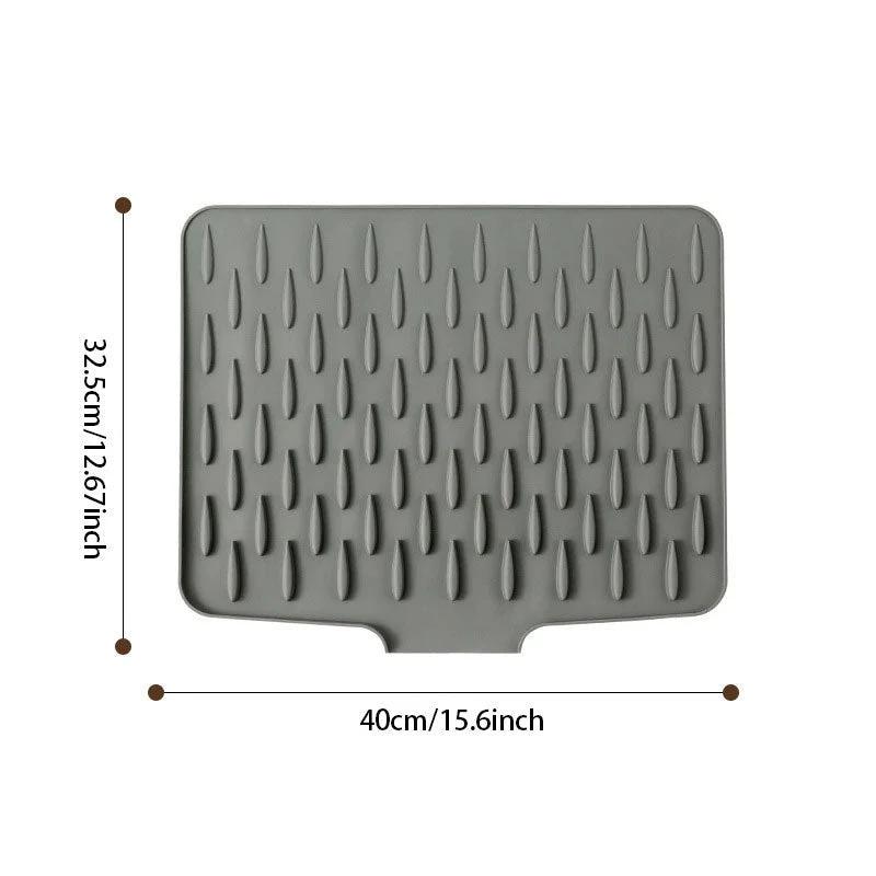 Silicone Draining Board Mat Drying Pad Slip Resistant Heat Machine Mat with Raised Edge Countertop Mats Dish for Kitchen Pot Cup