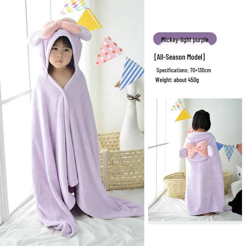 Asciugamano da Bagno con Cappuccio in Pile Corallo Disegnato Xiangfeng per Bambini - Assorbente, Mantella Indossabile per Neonati