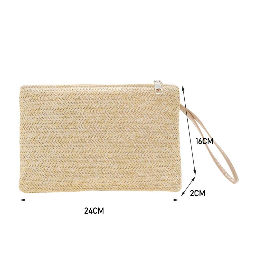 Damen Strand Sommer Clutch Armband Tasche Bohemian Woven Style Einfarbig Geldbörse Strandtasche Clutch Neue Mode Dame Frauen