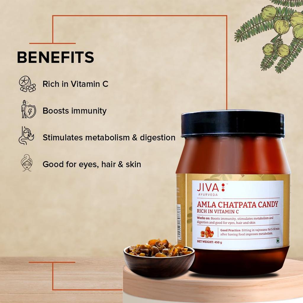 Jiva Amla Chatpata Candy 400 g X Pack Of 2 Tasty Digestive Snack With Vitamin C And Fibre Support