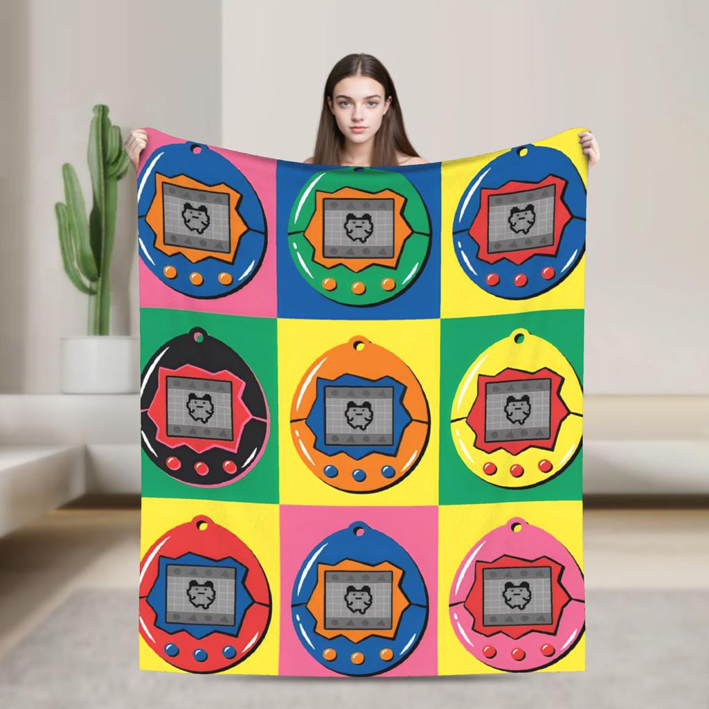 Soft Blanket Airplane Travel Tamagotchis Digital Pet Throw Blanket Flannel Bedspread For Outdoor Print Sofa Bed Cover
