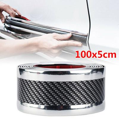 100CM 3D Carbon Fiber Car Sticker DIY Paste Protector Strip Auto Door Sill Side Mirror Anti Scratch Tape Waterproof Protect