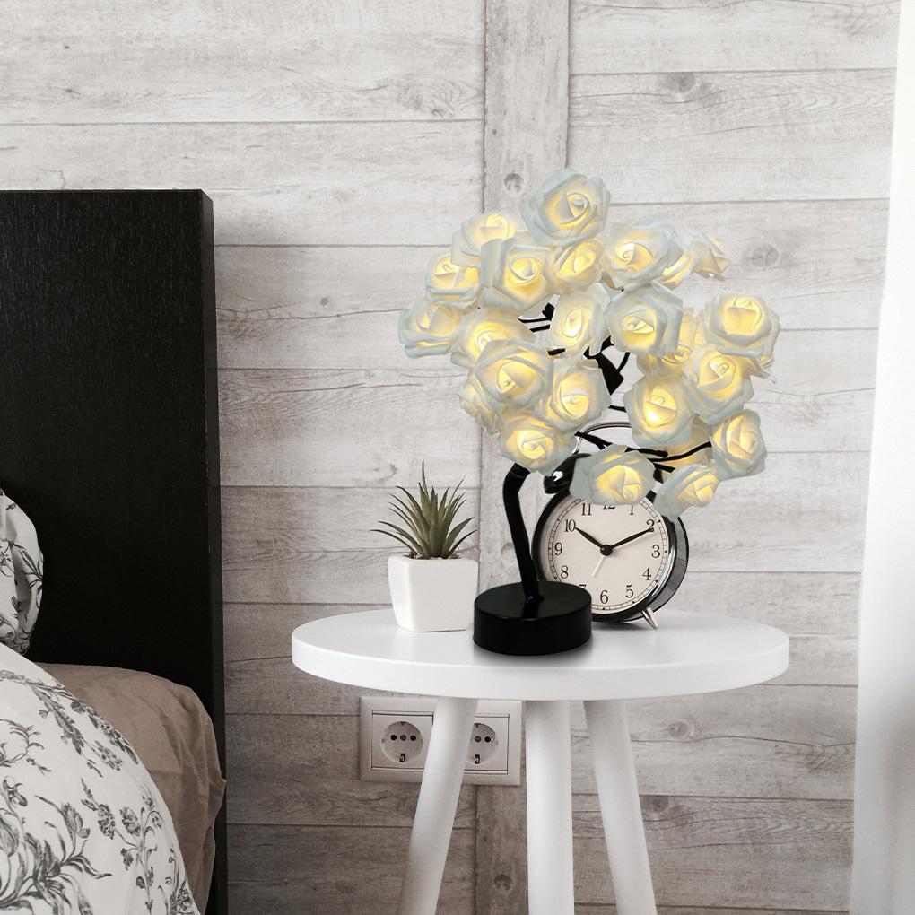 LED Rose Tree Nightlight Battery Operated Touch Control Table Light Holiday Birthday Nightstand Bedside Lamp Party Decor
