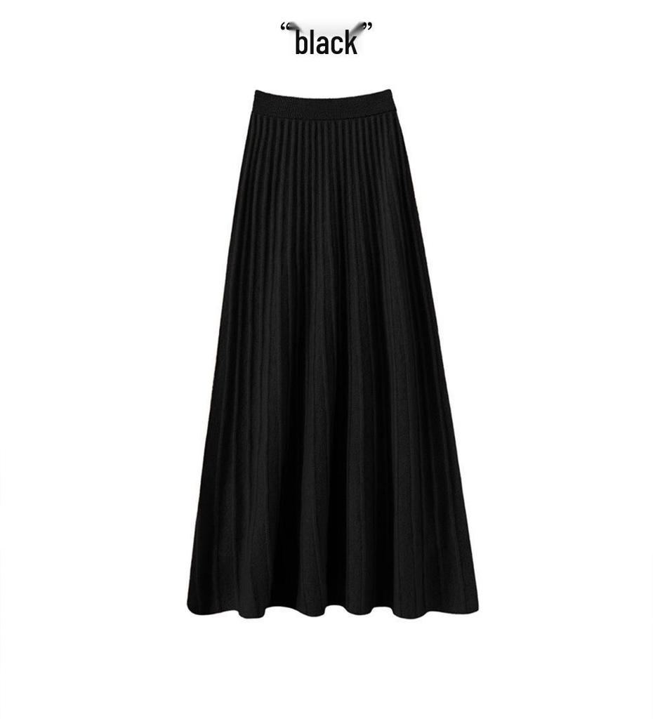 100% Pure Cashmere Women's Solid Color High-Waist Plush Skirt, Autumn/Winter Fashion, Draped Elastic Umbrella Design.