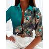 European and American 1D Digital Printing Stand-up Collar Long-sleeved Shirt Women's Loose Hawaiian Style Vacation Casual Top Trend