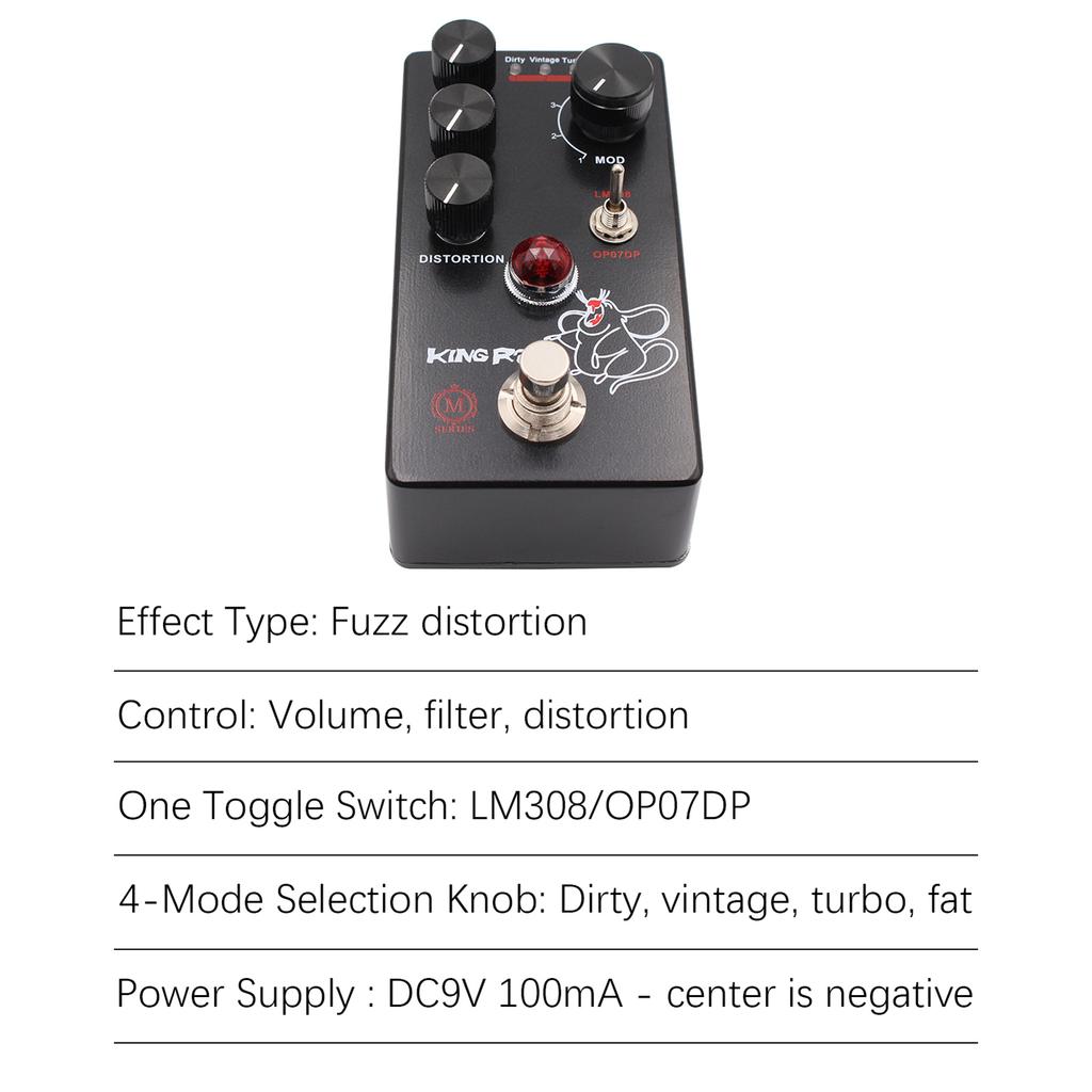 MOSKYAudio Fuzz Distortion Guitar Effect Pedal 4 Mode Switch & Volume Filter Distortion Controls Compact Portable