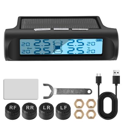 Tyre Temperature Monitor Universal Auto Security Alarm System Digital LCD Display Solar TPMS Car Tire Pressure Monitoring System