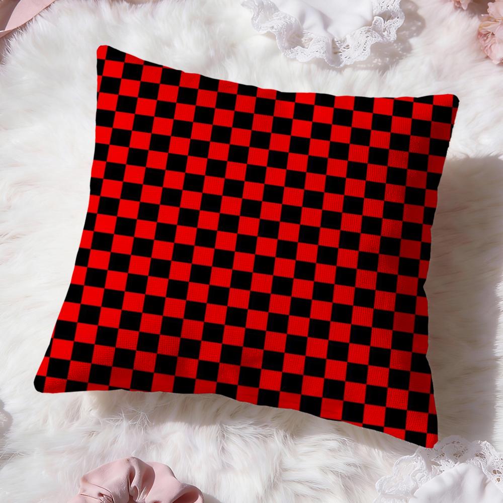 Checkerboard Cushion Cover Premium Comfort Reversible Pillow Cove Two in One Design for Any Room Car Interior