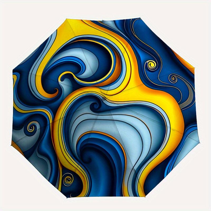

1pc Abstract Swirls Automatic Open/close Folding Umbrella, Compact Portable Travel Umbrella,Cute Umbrella, Durable Construction yy250804121
