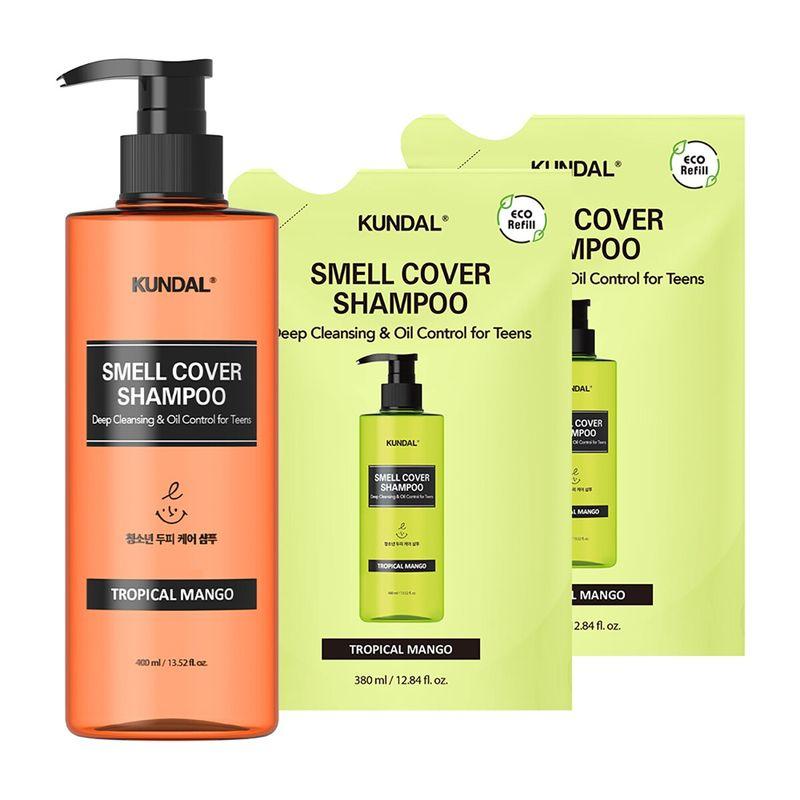 KUNDAL Shampoing Couvre Odeurs 400ml + 380ml x 2