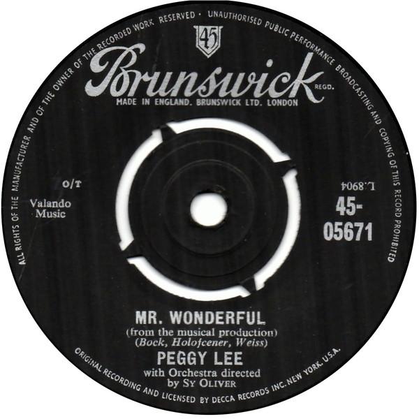 

7inch Record PEGGY LEE - Mr Wonderful 4505671 Brunswick UK Jazz Used
