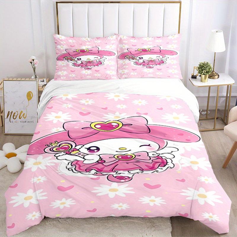

3pcs My Melody, Pink Breathable Polyester Bedding Set Soft Duvet Cover and 2 Pillowcases,Suitable for All Seasons, 082649b 135x200cm