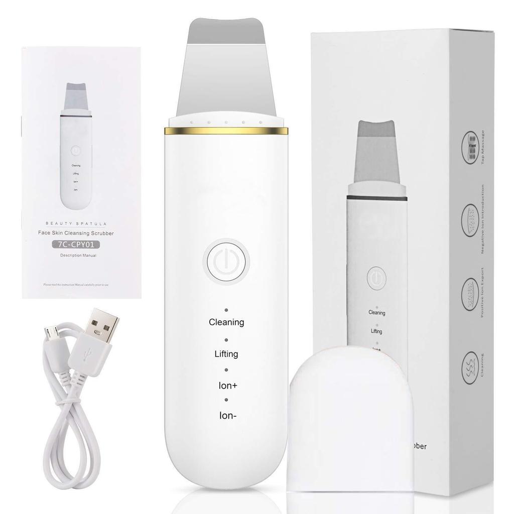 Ultrasonic Skin Scrubber & Microcurrent Color Light Therapy Device for Blackhead Removal & Dead Skin Cleansing