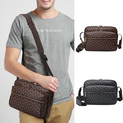 Fashion New Trendy Men's Bag Versatile Plaid Printed Small Square Bag Retro Business Commuter Shoulder Messenger Bag