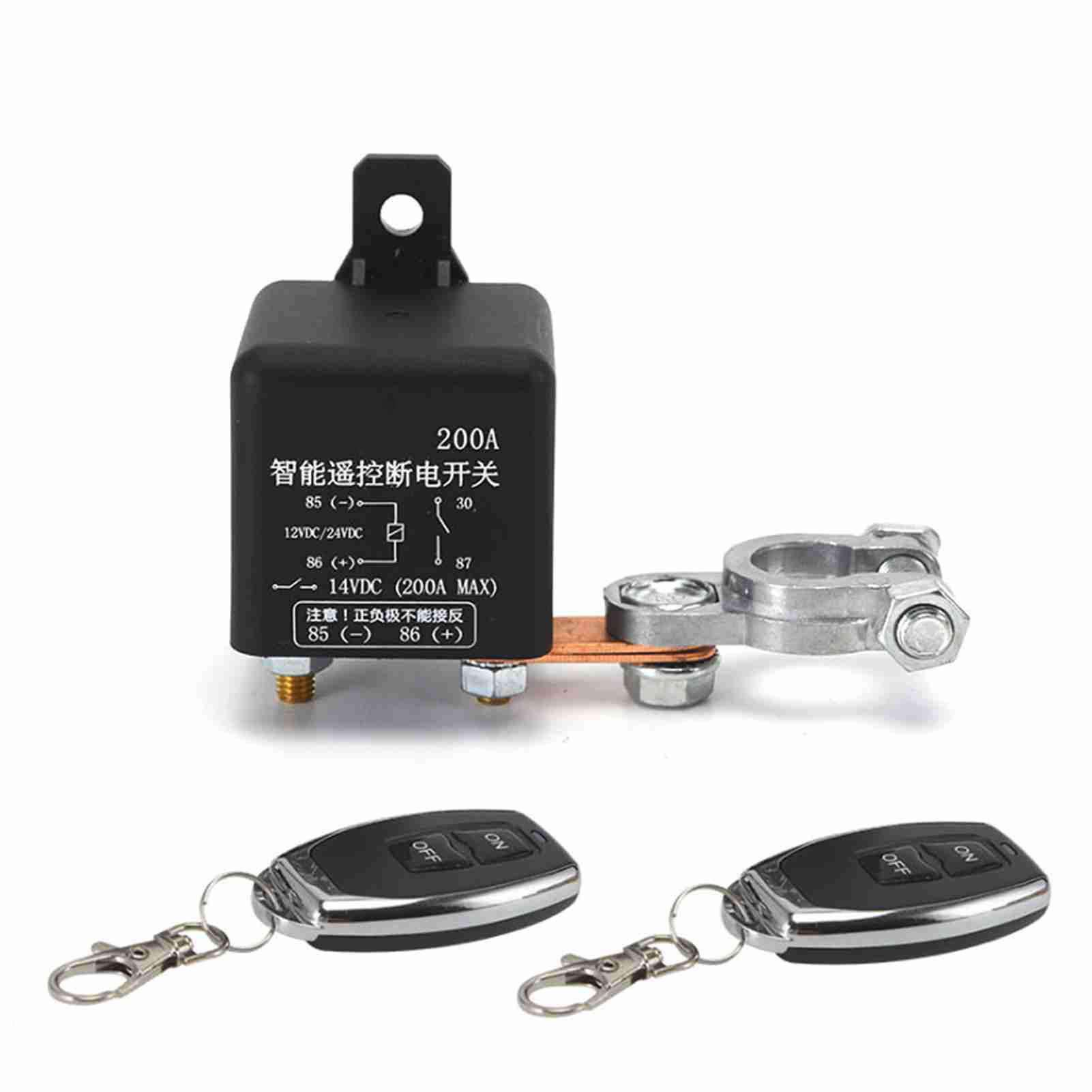 

Car Auto Universal Wireless Remotes Control Battery Switch Intelligent Switch Relay Car Battery Disconnect Cut Off 200A&2pcs remotes control