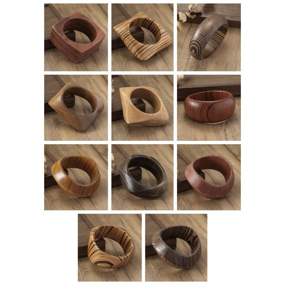 Square Wood Grain Bangle Geometric Burlywood Hand Ring Simple Wooden Bracelet  Daily