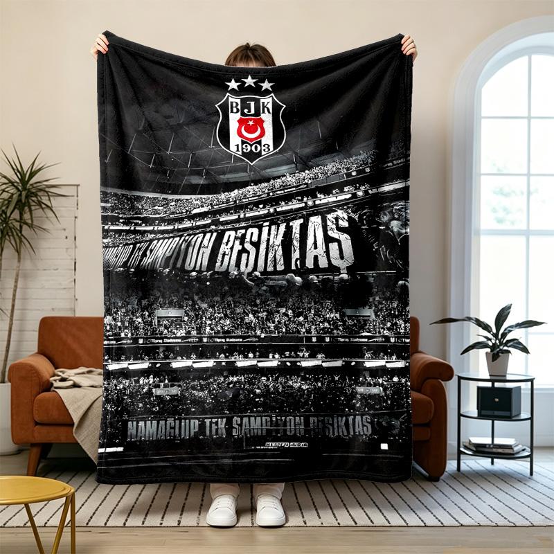 Besiktas JK Měkká a pohodlná flanelová Vhodná na pohovky obývací pokoje venkovní kempování cestování a také skvělý dárek k výročí