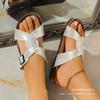 Summer New Buckle Fish Mouth Large Size Thick Bottom Large Size Fashionable European and American Beach Cross Sandals