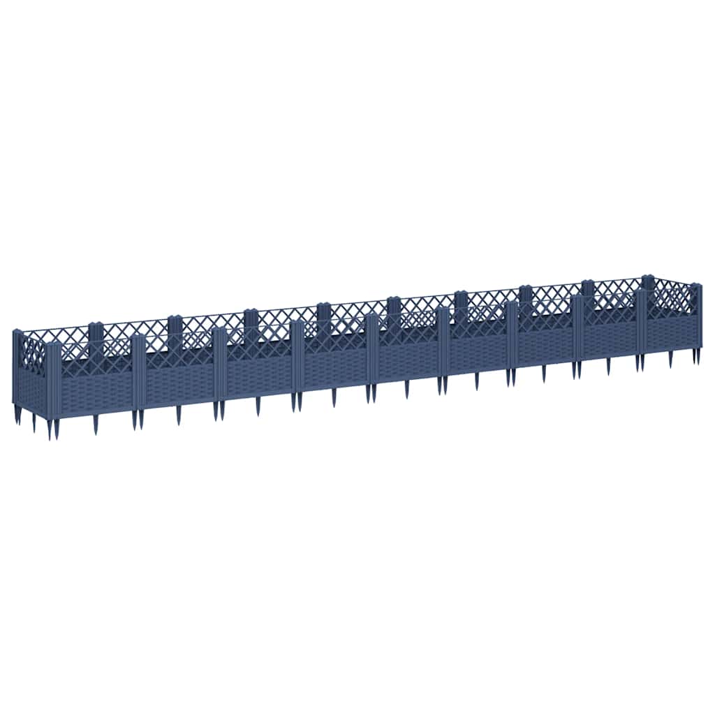 Plant Box with Ground Spikes Blue Grey 363.5 x 43.5 x 43.5 cm PP