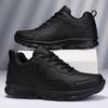 All Black Women's Sneakers Autumn Breathable Casual Running Shoes Leather Work Shoes