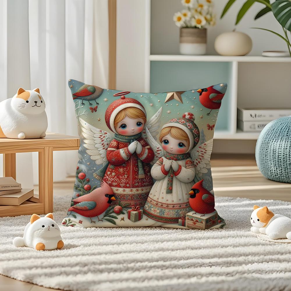 Cute Cartoon Prints For Kids Pillow Case Double-Sided Plush Sofa Cushion Covers Organic Breathable Invisible Zipper
