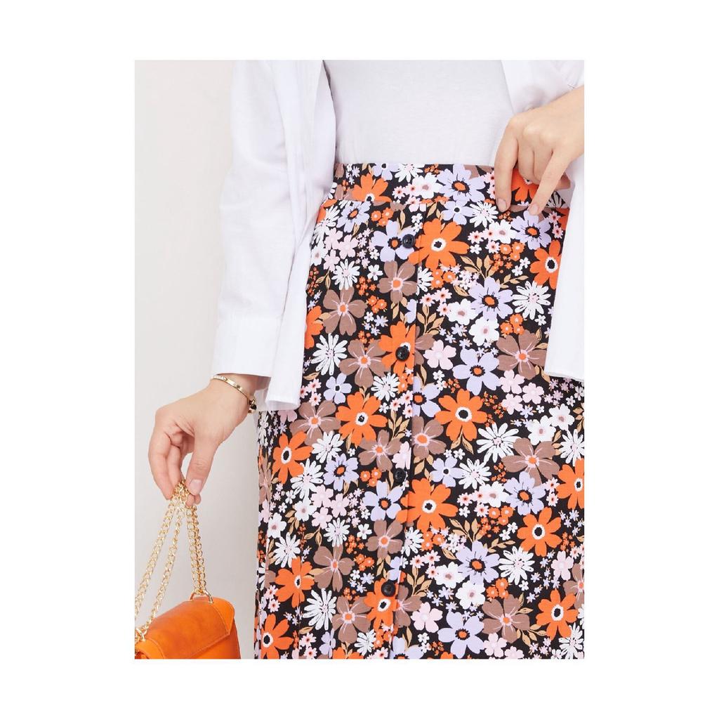 Gekämmter Rock aus Viskose - Schwarz / Fliesen