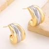 Plated Hoop Earrings for Women Triple Hoop Illusion Stud Earrings C-Shaped Multi-Layered Earrings for Wedding Prom Events