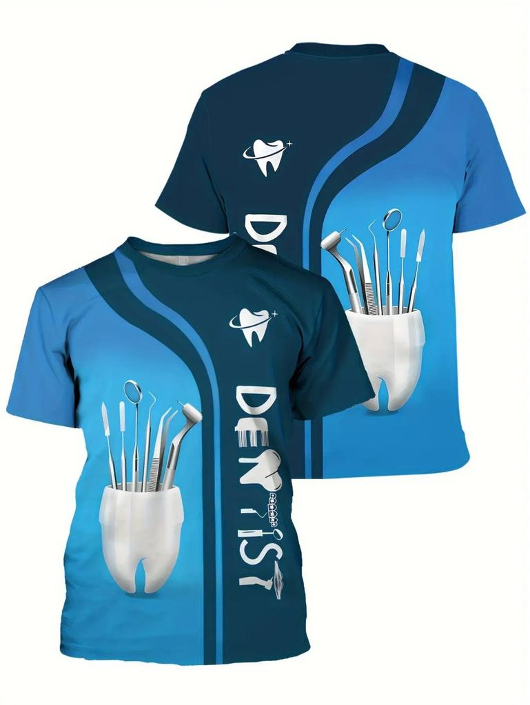 Fashion Men's T-Shirt 3D Print Short Sleeve T-Shirt Dentist Work Clothes Summer Casual Oversized T-Shirt Men's Dentist Clothing