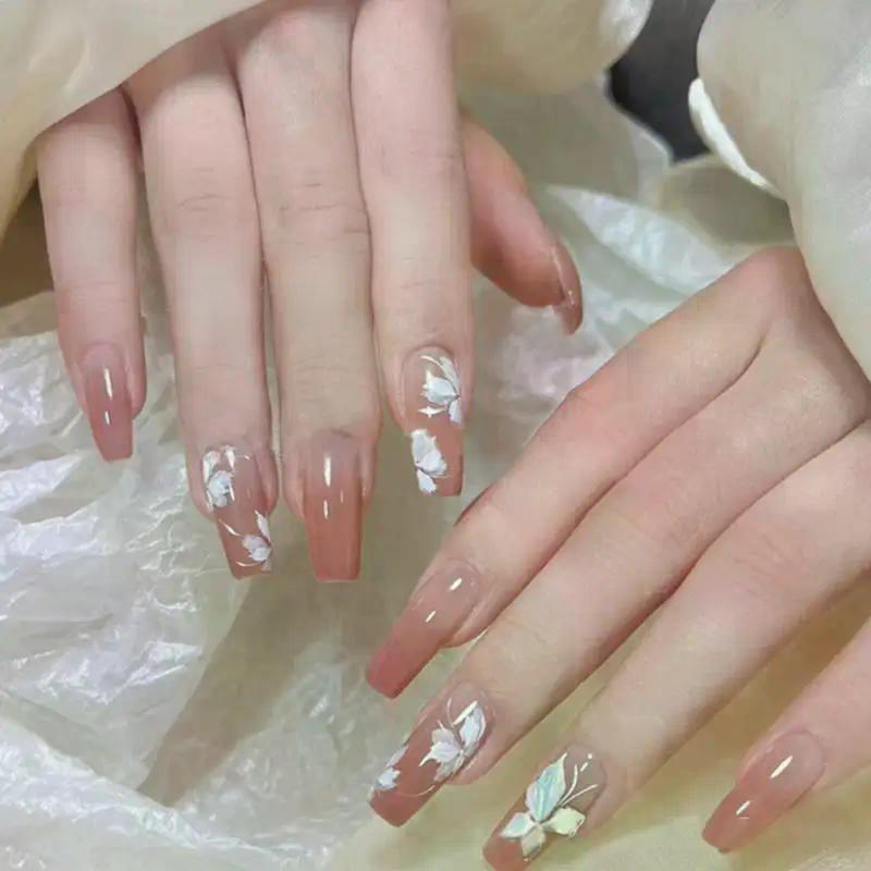 Butterfly Flower Nail Transfer Foils Sticker Paper 50/100cm Bow Floral Stickers Nails Wraps Nail Art Stickers Decal Nail Art