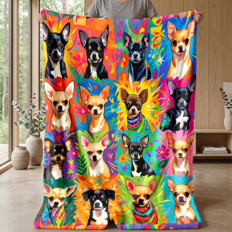 Colorful Canine Celebration blanket Personalized Name Flannel Blanket Soft Cozy Plush Throw for Sofa Bed Lightweight Home Decor