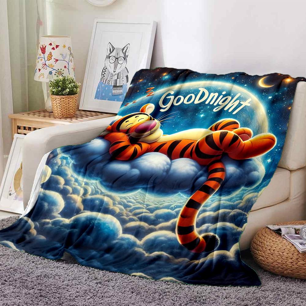 Tigger Dreams Clouds Flannel Blanket Super Soft Warm Cozy Blanket For Sofa Bed Office Travel Allseason Home Decor Gift
