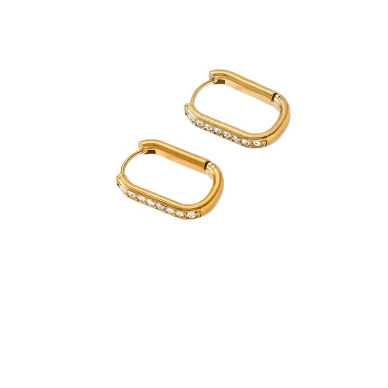 Trendy Minimalist 316L Stainless Steel Rhinestone Rectangular Earrings