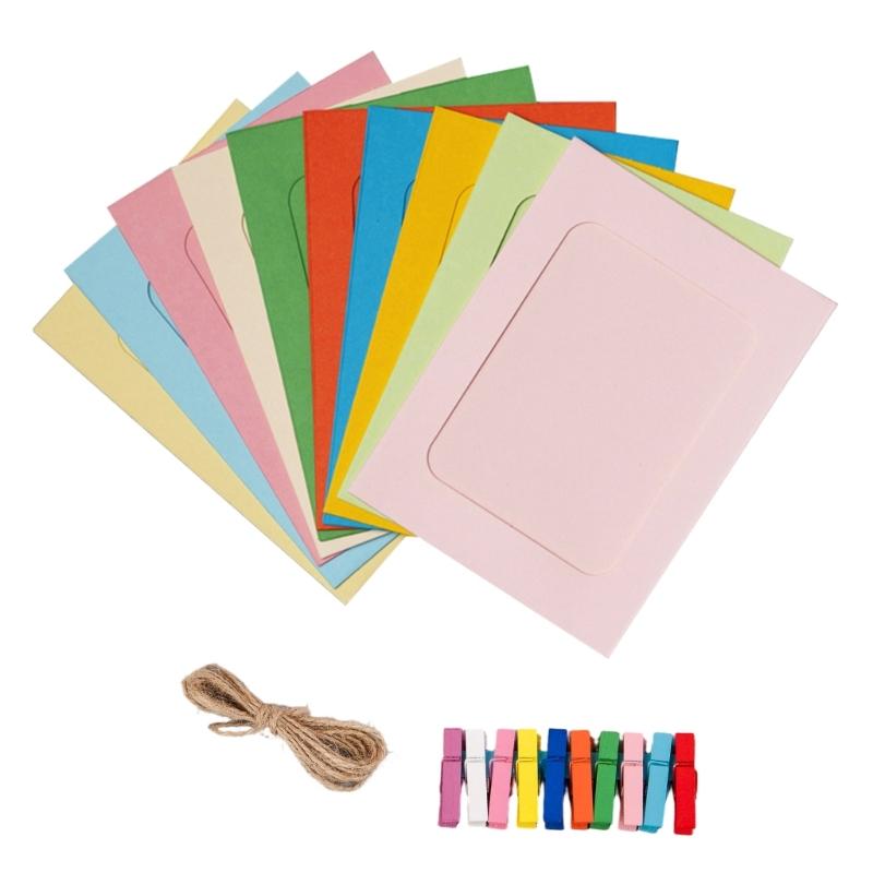 Photo Hanging Paper Display Set, 10 Pack 6 in Size for Home Display, Party Use and Travel Photo Presentation Each Day