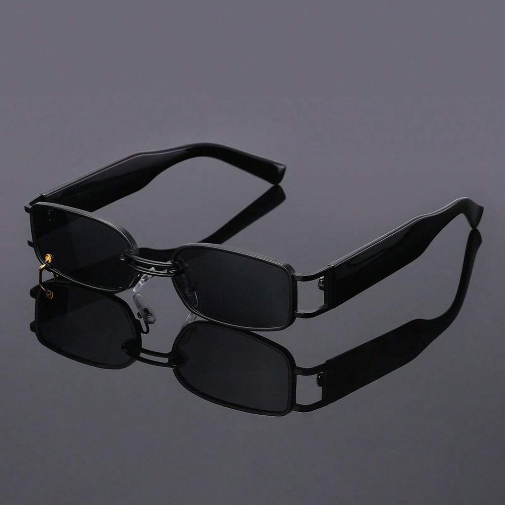 1pc Trendy Vintage Punk Rectangle Metal Frame UV400 Sunglasses Square Sun Shade Eyewear for Women Men Beach Vacation Eyeglasses