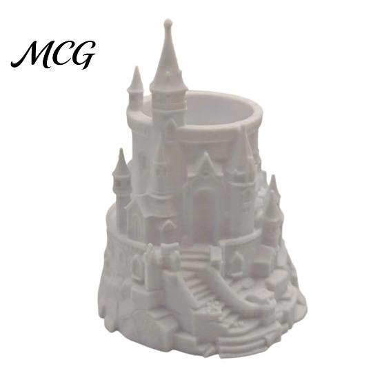 Makeup Brush Holder Castle Shape Pen Holder, 3D Printed Desk Organizer for Pens, Pencils, Desktop Brushes, Decorative Pencil Storage Cup Home