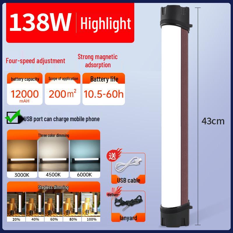 Wireless LED Rechargeable Magnetic Tube Light for Outdoor and Emergency Use