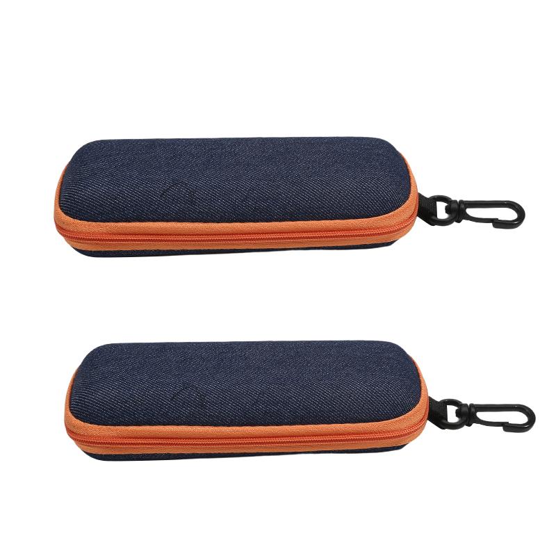 1-2pc Portable Glasses Box Zipper Sunglasses Protection Container Eyeglasses Case With Hook Reading Glasses Organizer Carry Bags