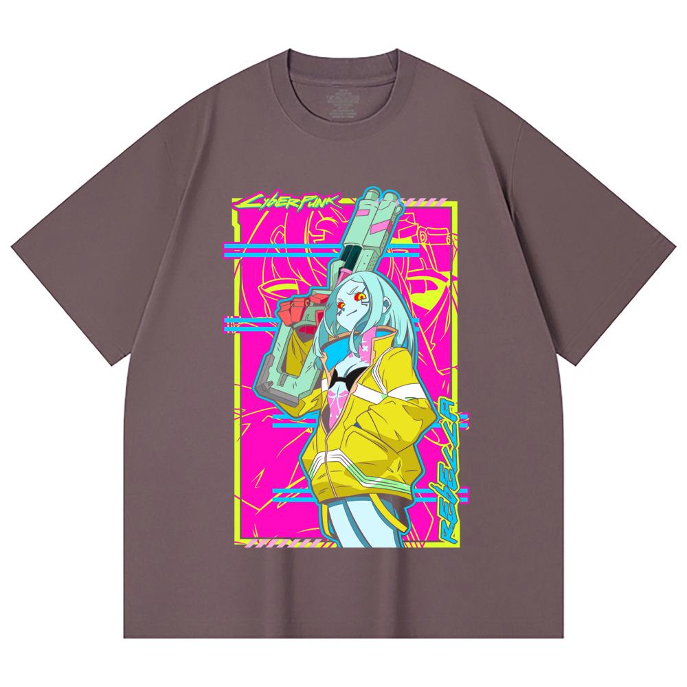 230 Gsm 100% Cotton Cyberpunk Edgerunners V6 Rebecca Print Unisex Heavy Cotton T Shirt