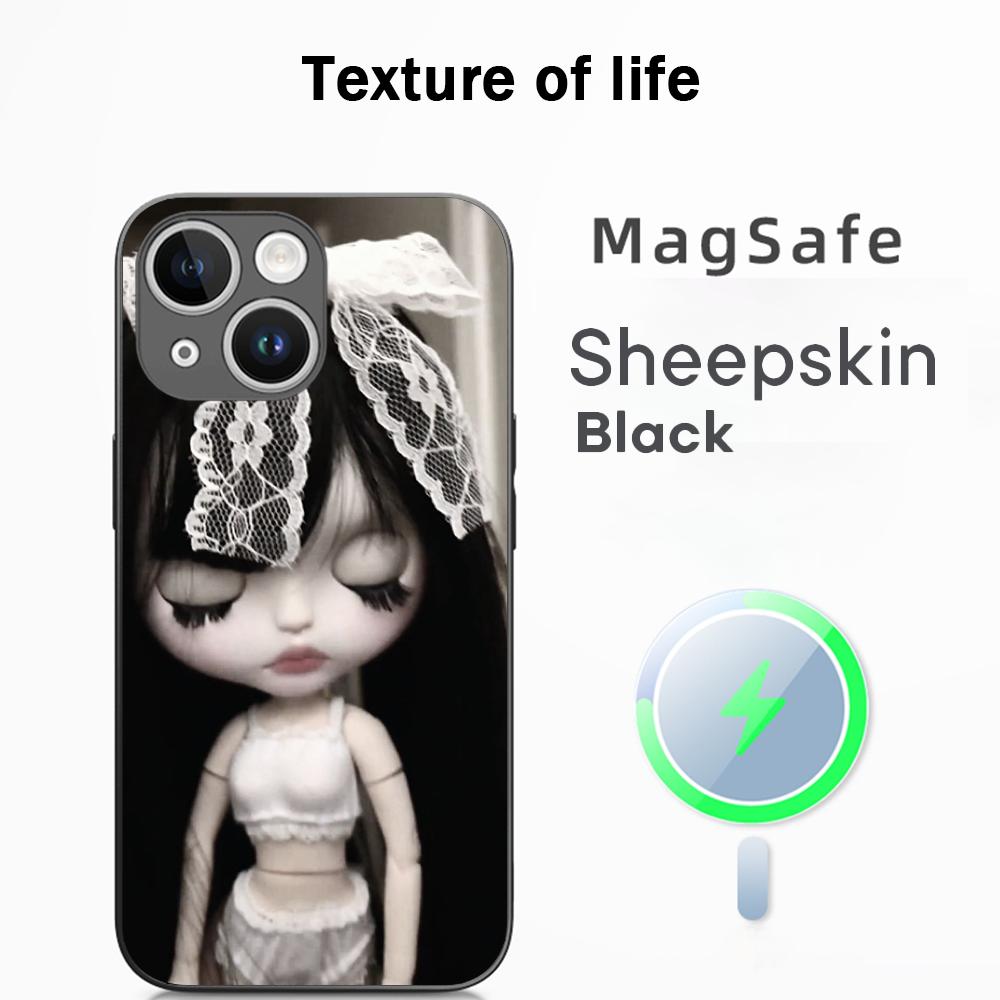 Blythe Cute doll fashion pattern design Phone Case For iPhone 17 16 15 14 13 12 Plus Pro Max  High-end Luxury Magsafe Sheepskin