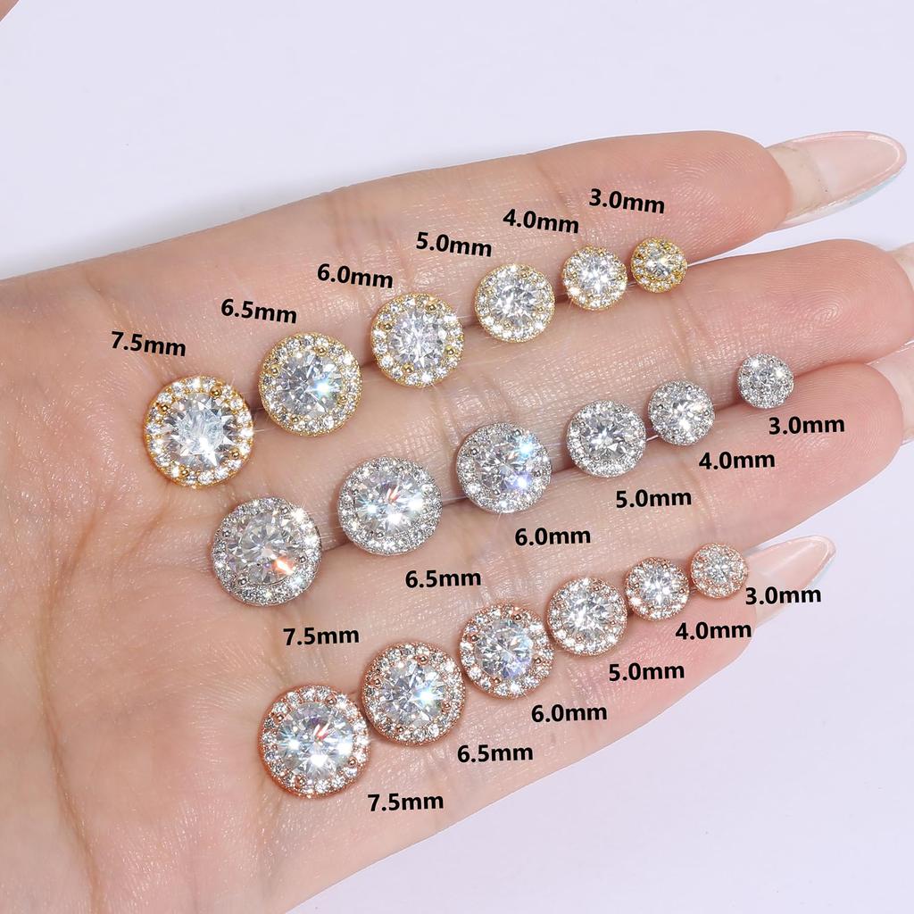 KRKC Moissanite Earrings Carat Earrings 925 Silver Sparkling Single Diamond Hypoallergenic Moissanite Jewelry Birthday Anniversary Day Gift Box GRA