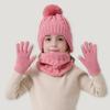 3Pcs/Set Kids Hat Scarf Gloves Set Colorful Twist Texture Hat Thickened Plush Lining Neck Gaiter Knitted Gloves Set