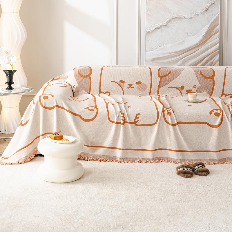 Nordic Simple Chenille Sofa Cushion Full Cover Cloth Towel Four Seasons Universal Non-Slip Sofa Cover Anti-Cat Scratch Cloth Blanket