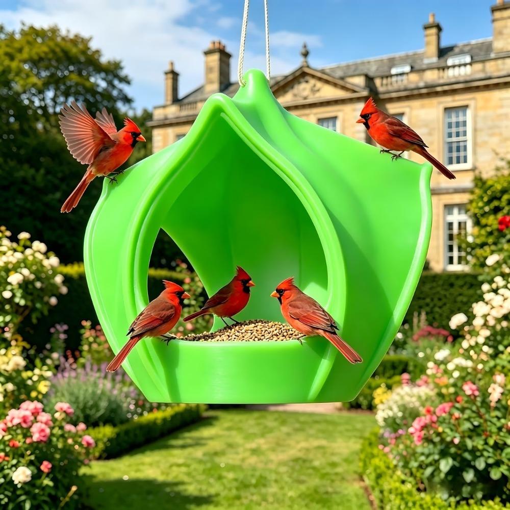 Plastic Wild Bird Feeder Birdhouse Bird Food Container Practical Hummingbird Feeder Tree Hanging зелёный