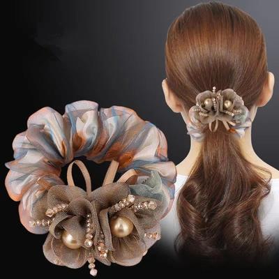 Gummi Damen Kopfschmuck Blume Hochelastisches Haarband Dickdarmring Dutt Haarnadel für Hochsteckfrisur Haarband Haargummis Accessoires