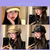 Vintage Britisk Stil Pu Læder Baret Hat Med Metal Mærke For Modeentusiaster