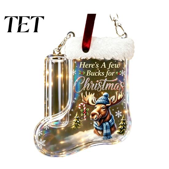 Unique Graduation Money Gift Christmas Stocking Holder, Clear Cash Clip Ornament for Tree Holiday Card Holder Hanging Decor, Transparent Bill Display