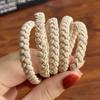 5PSC Simple Braided Hair Tie Coffee Highly Elastic Hair Rope Durable Nylon Rubber Band Women Girl